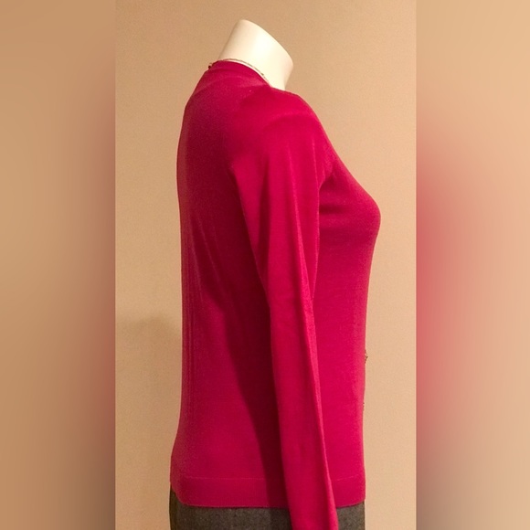 Talbots Delicate Pink Wool Jewel Gold Pink Stone Buttons Cardigan Sz. XS - Picture 4 of 9